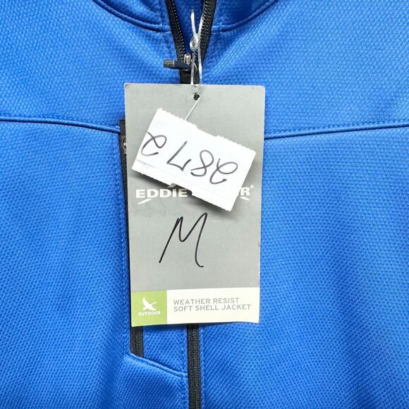 New Eddie Bauer Jacket Men Size Medium Weather Resist Soft Shell Full Zip Blue - Picture 2 of 8